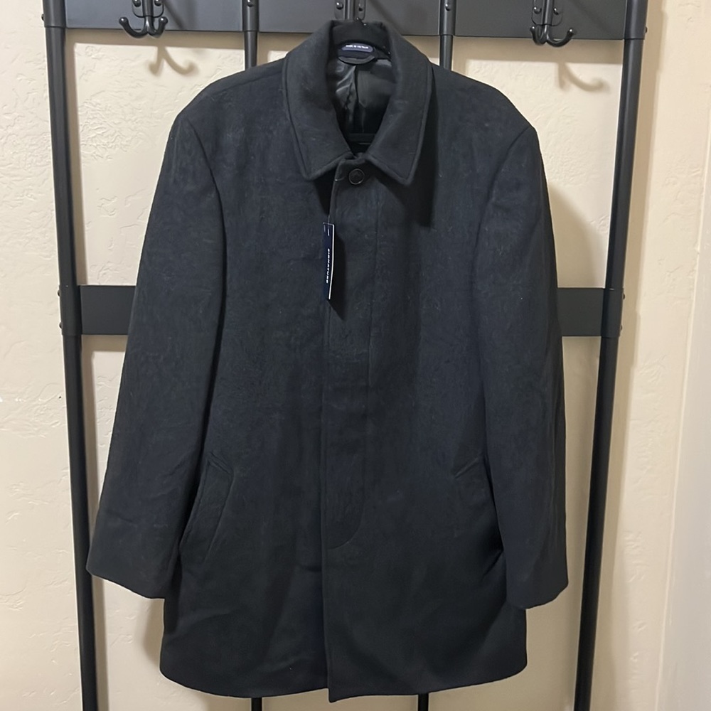 New Stafford wool blend topcoat charcoal 42 reg